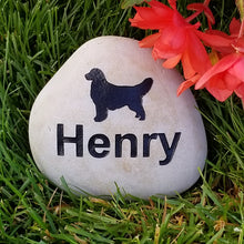 Load image into Gallery viewer, Pet Memorial Stone for Dogs - Personalized Pet Gravestone with golden retriever and name engraved into the stone