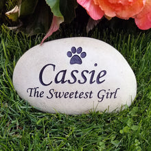 Load image into Gallery viewer, Personalized pet memorial stone for pet passing gift. Engraved with name and sentiment